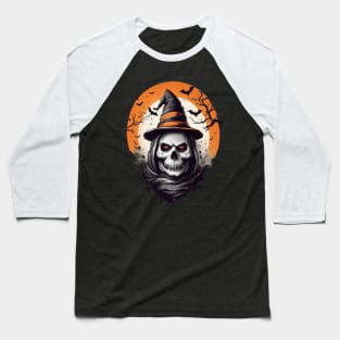 Spooky Skeleton Witch Baseball T-Shirt